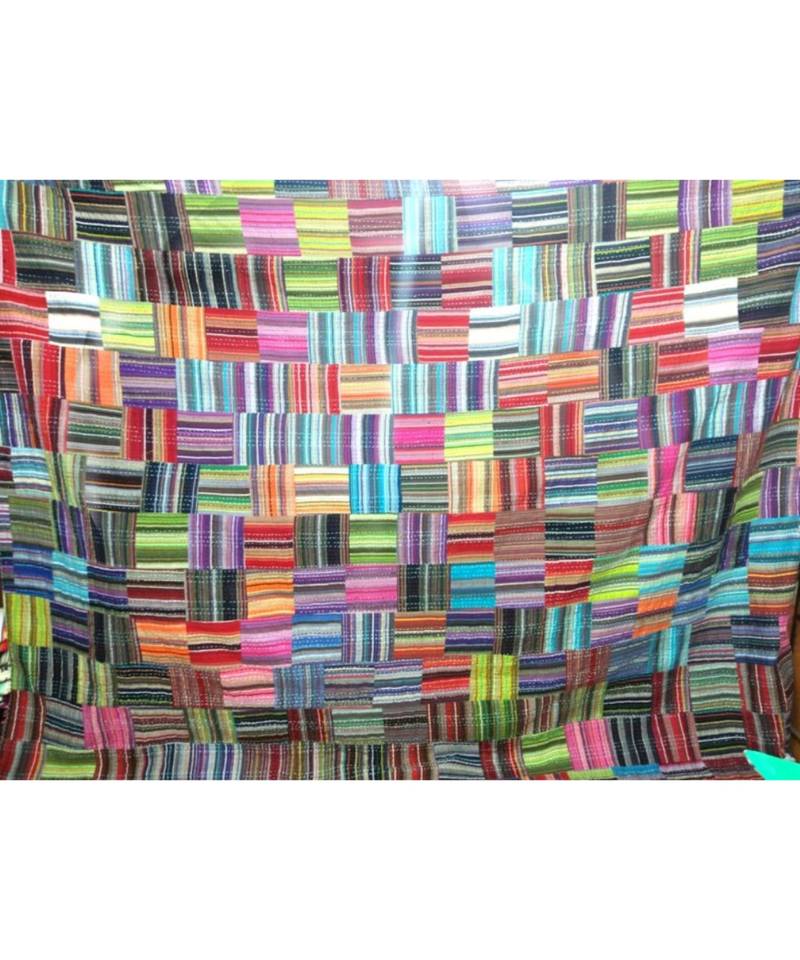 Kantha Quilt Queen Cotton Vintage Throw Blanket Multi Design Indian Handmade GDR0602