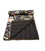 Kantha Quilt Queen Cotton Vintage Throw Blanket Multi Design Indian Handmade GDR0606