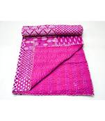 Kantha Quilt Queen Cotton Vintage Throw Blanket Multi Design Indian Handmade GDR0608