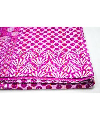 Kantha Quilt Queen Cotton Vintage Throw Blanket Multi Design Indian Handmade GDR0608 3