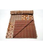 Kantha Quilt Queen Cotton Vintage Throw Blanket Multi Design Indian Handmade GDR0609