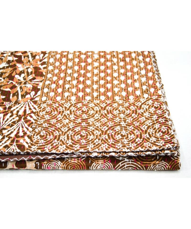 Kantha Quilt Queen Cotton Vintage Throw Blanket Multi Design Indian Handmade GDR0609