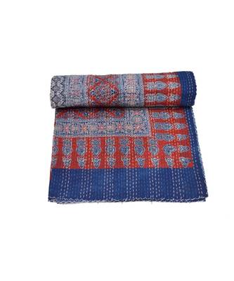 Kantha Quilt Queen Cotton Vintage Throw Blanket Multi Design Indian Handmade GDR0616 1