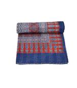 Kantha Quilt Queen Cotton Vintage Throw Blanket Multi Design Indian Handmade GDR0616