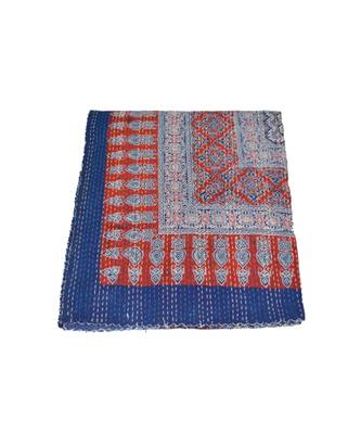 Kantha Quilt Queen Cotton Vintage Throw Blanket Multi Design Indian Handmade GDR0616 3