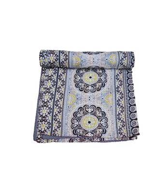 Kantha Quilt Queen Cotton Vintage Throw Blanket Multi Design Indian Handmade GDR0617 1