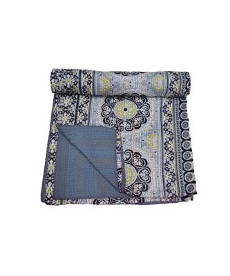 Kantha Quilt Queen Cotton Vintage Throw Blanket Multi Design Indian Handmade GDR0617 2
