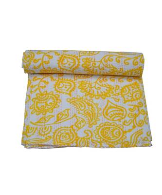 Kantha Quilt Queen Cotton Vintage Throw Blanket Multi Design Indian Handmade GDR0620 1