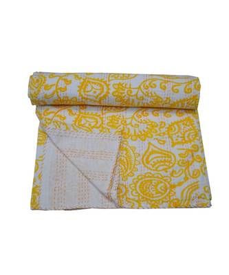 Kantha Quilt Queen Cotton Vintage Throw Blanket Multi Design Indian Handmade GDR0620 2