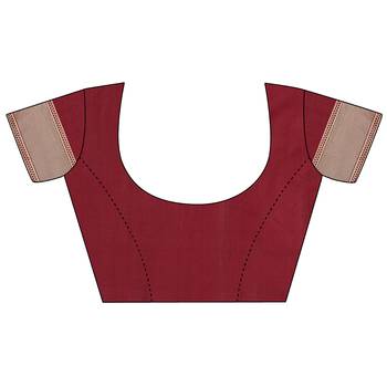 Maroon woven cotton silk saree with blouse 5