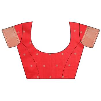 Red woven cotton silk saree with blouse 5