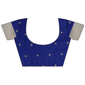 Navy blue woven cotton silk saree with blouse 5