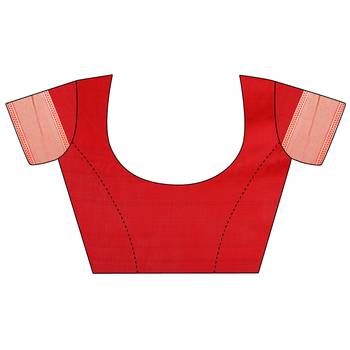 Red woven cotton silk saree with blouse 5