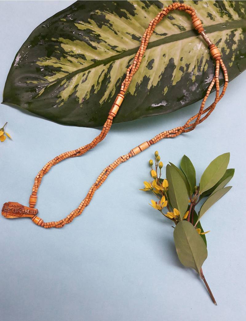 Wooden Natural Color Kanthi Mala/Holy Basil Rosary/Kanthi Tulsi Mala For Pooja Chanting Or Wearing