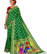 Green Woven Art Silk Saree With Blouse