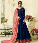 Blue embroidered faux georgette salwar
