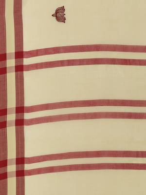 Beige woven polycotton saree with blouse 4