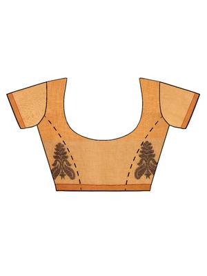 Mustard woven polycotton saree with blouse 3