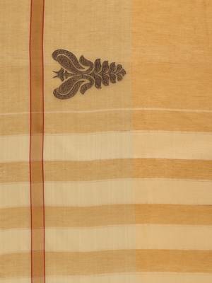 Mustard woven polycotton saree with blouse 4