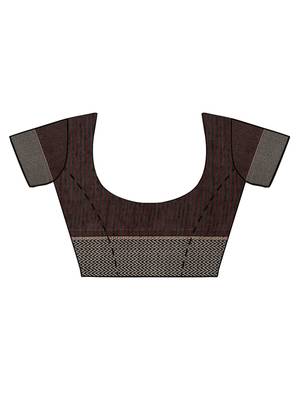 Brown woven polycotton saree with blouse 3