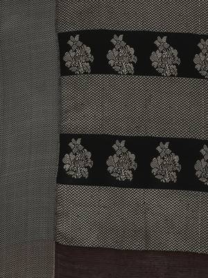 Brown woven polycotton saree with blouse 4