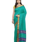 Green woven poly silk saree with blouse