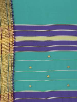 Green woven poly silk saree with blouse 4