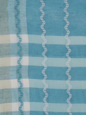 Blue woven polycotton saree with blouse 4