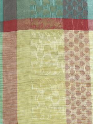 Green woven polycotton saree with blouse 4