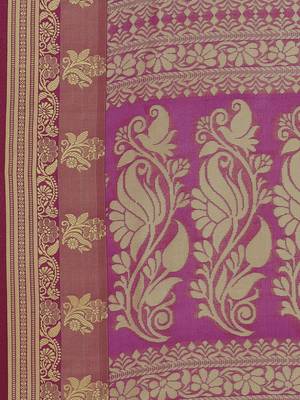 Blue woven poly silk saree with blouse 4