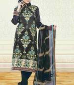 black embroidered semi stitched ethnic-suits with maching dupatta