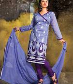 purple embroidered semi stitched ethnic-suits with maching dupatta