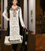 multicolor embroidered semi stitched ethnic-suits with maching dupatta