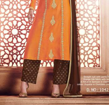 peach embroidered semi stitched ethnic-suits with maching dupatta 2