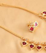 Gorgeous Gold Plated Red Palakka Necklace Set