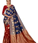 Red woven art silk sarees saree with blouse