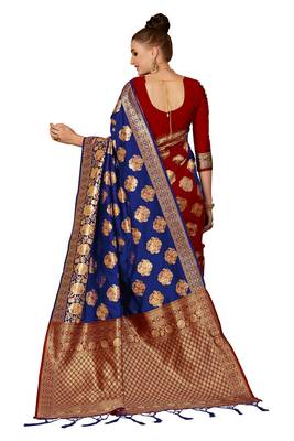 Red woven art silk sarees saree with blouse 3