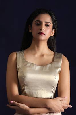 Silver faux Georgette readymade blouse 1