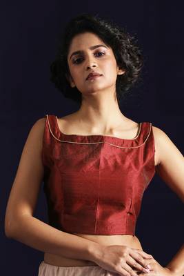 Red Dupion readymade blouse 1