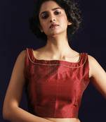 Red Dupion readymade blouse