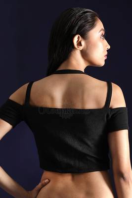 Black Lycra readymade blouse 2