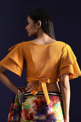 Yellow Lycra readymade blouse 2
