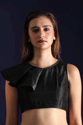 Black Dupion readymade blouse 1