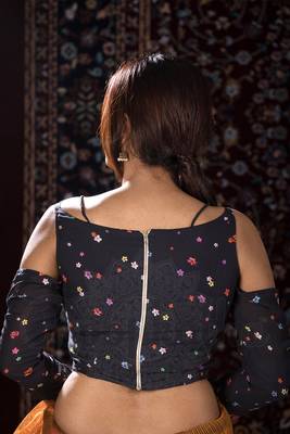 Black Cotton readymade blouse 2