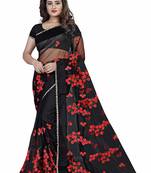 Black embroidered net saree with blouse
