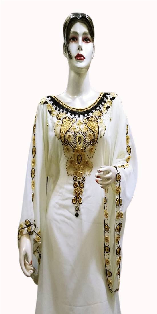 Royal Moroccan Beautiful Zari Work Jilbab Jalabiya Kaftan Dress