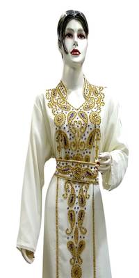 Royal Moroccan Beautiful Zari Work Jilbab Jalabiya Kaftan Dress 2