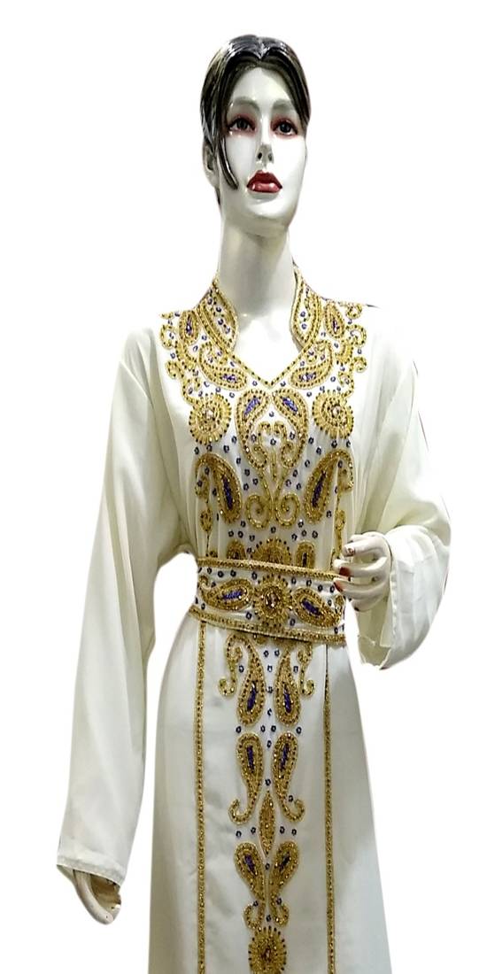 Royal Moroccan Beautiful Zari Work Jilbab Jalabiya Kaftan Dress