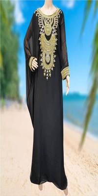 Royal Moroccan Beautiful Zari Work Jilbab Jalabiya Kaftan Dress 1