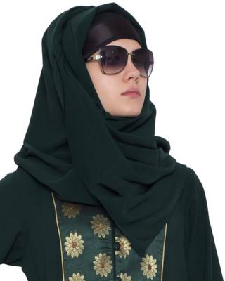 Green Plain kashibo Stitched Hijab 1